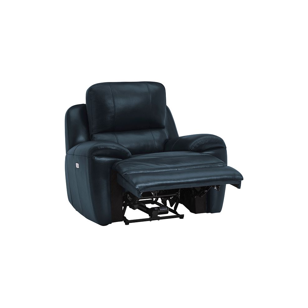 Austin Electric Recliner Armchair with Power Headrest in Blue Leather Thumbnail 5