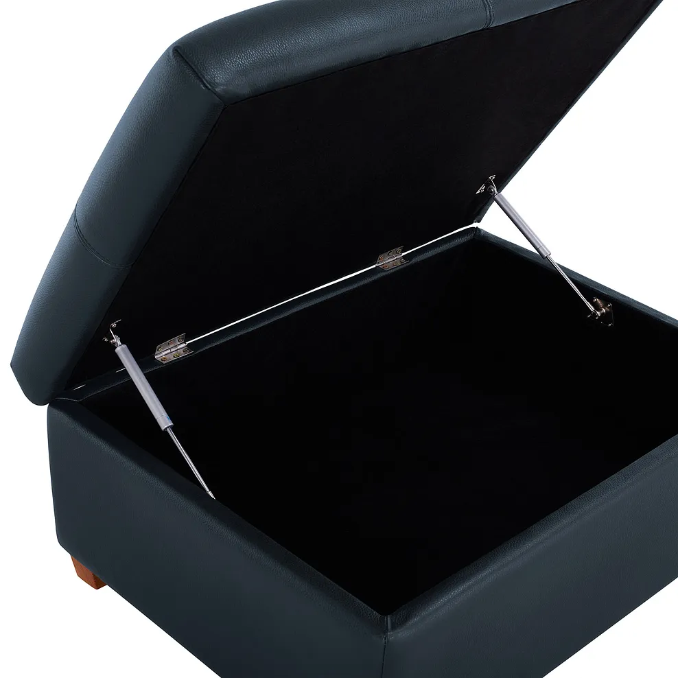 Austin Storage Footstool in Blue Leather 6