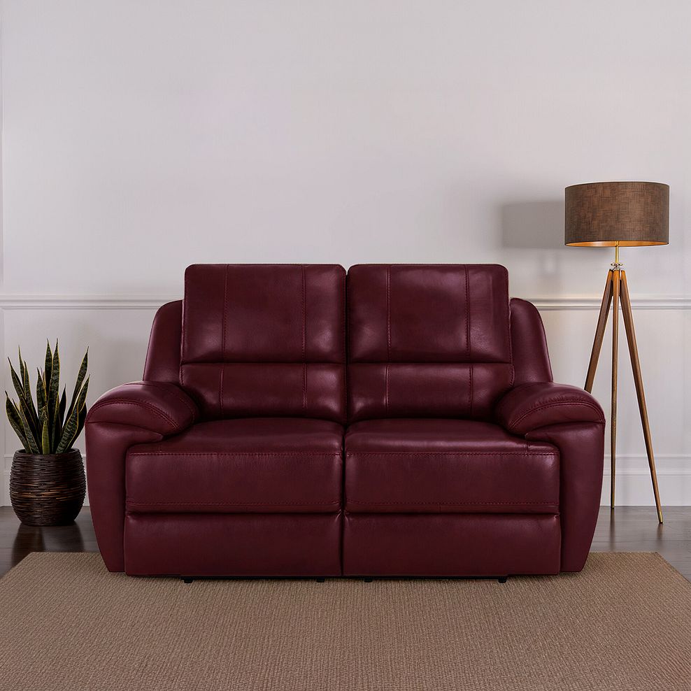 Austin 2 Seater Electric Recliner Sofa with Power Headrest in Burgundy Leather 1