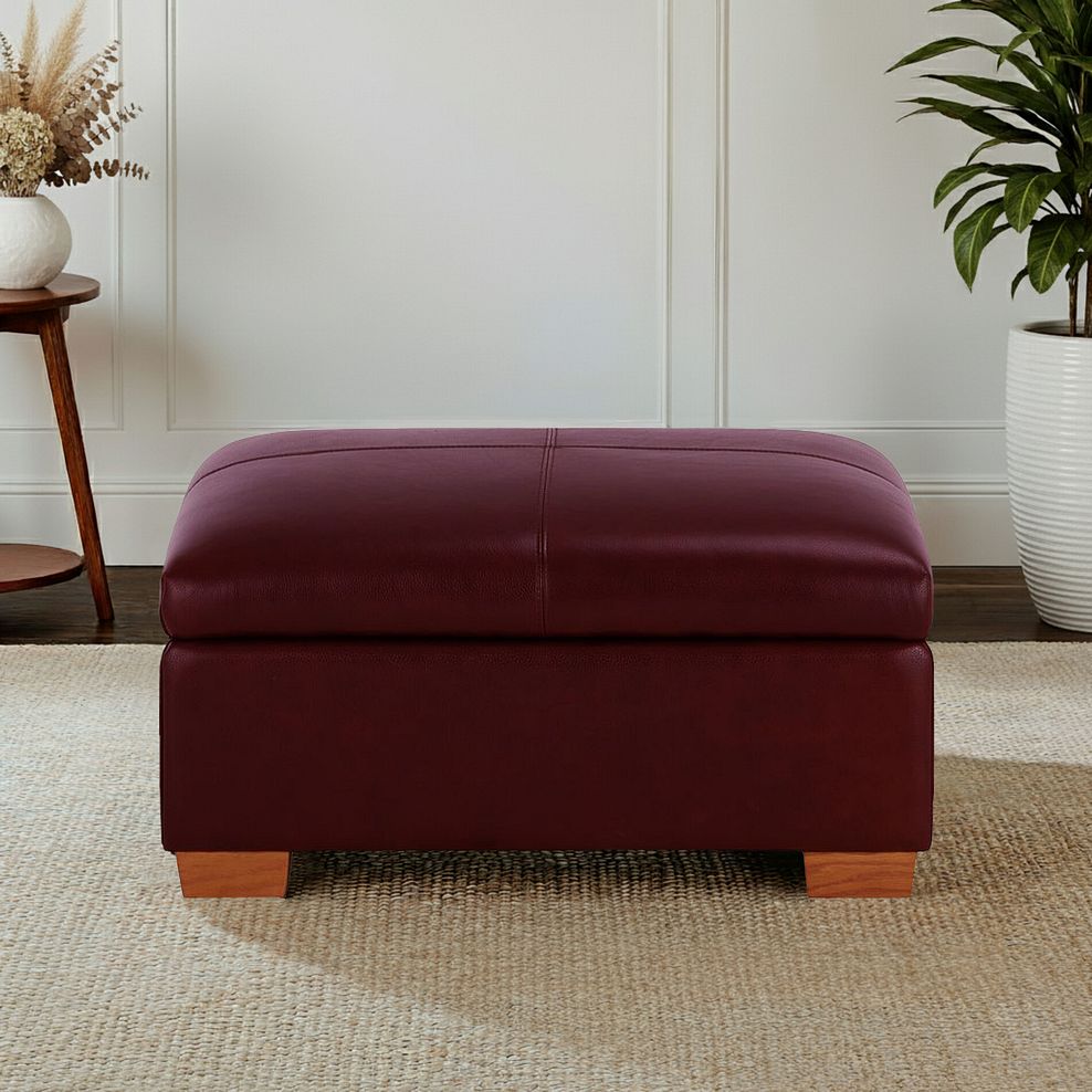 Austin Storage Footstool in Burgundy Leather 1