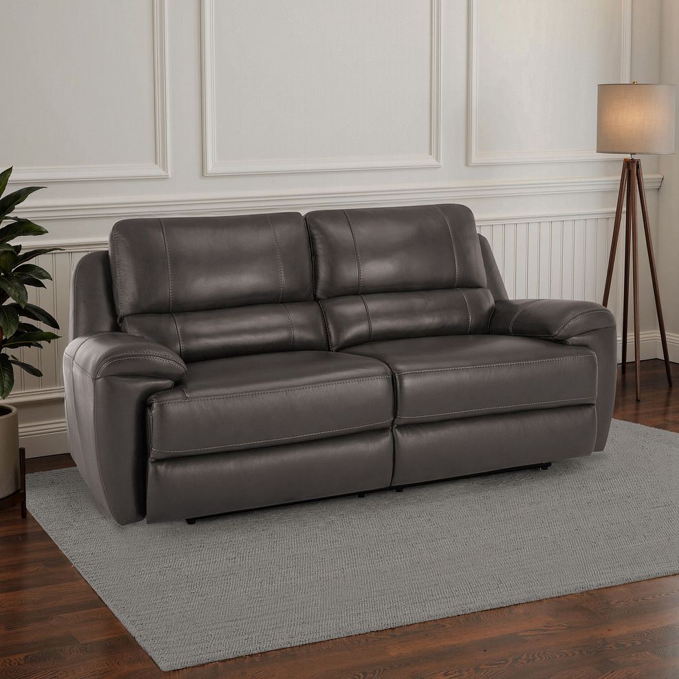 Austin 3 Seater Sofa in Dark Grey Leather 1