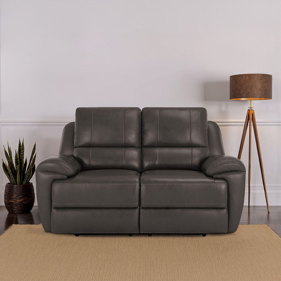 Austin 2 Seater Electric Recliner Sofa with Power Headrest in Dark Grey Leather 1
