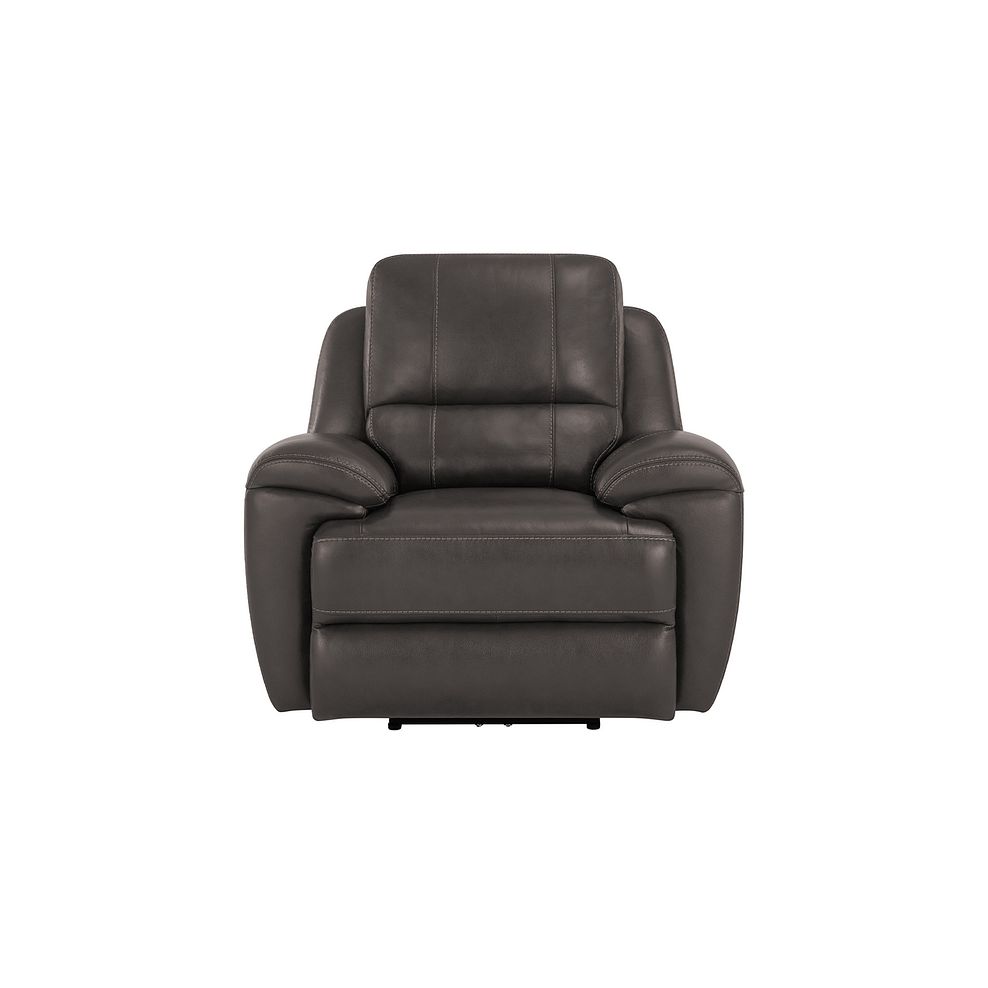 Austin Electric Recliner Armchair with Power Headrest in Dark Grey Leather Thumbnail 2