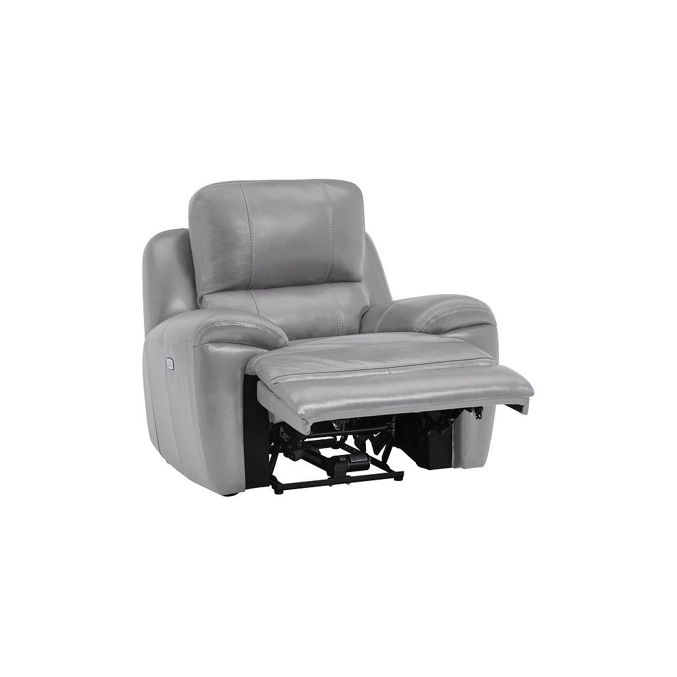 Austin Electric Recliner Armchair with Power Headrest in Light Grey Leather Thumbnail 5