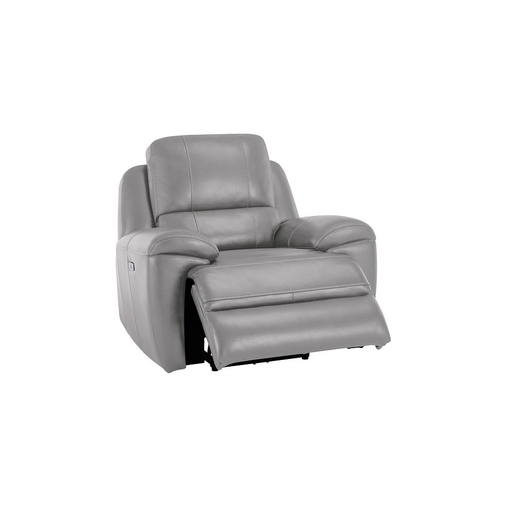 Austin Electric Recliner Armchair with Power Headrest in Light Grey Leather 3