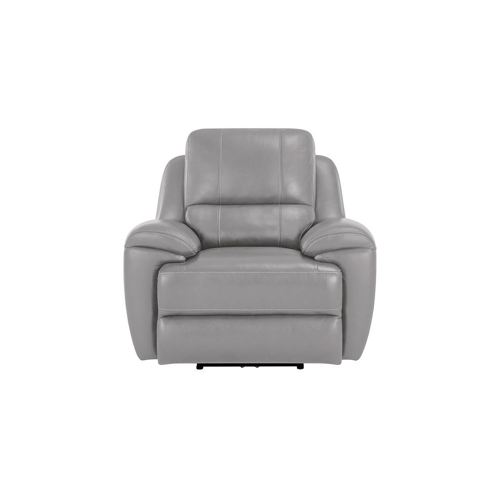 Austin Electric Recliner Armchair with Power Headrest in Light Grey Leather Thumbnail 2