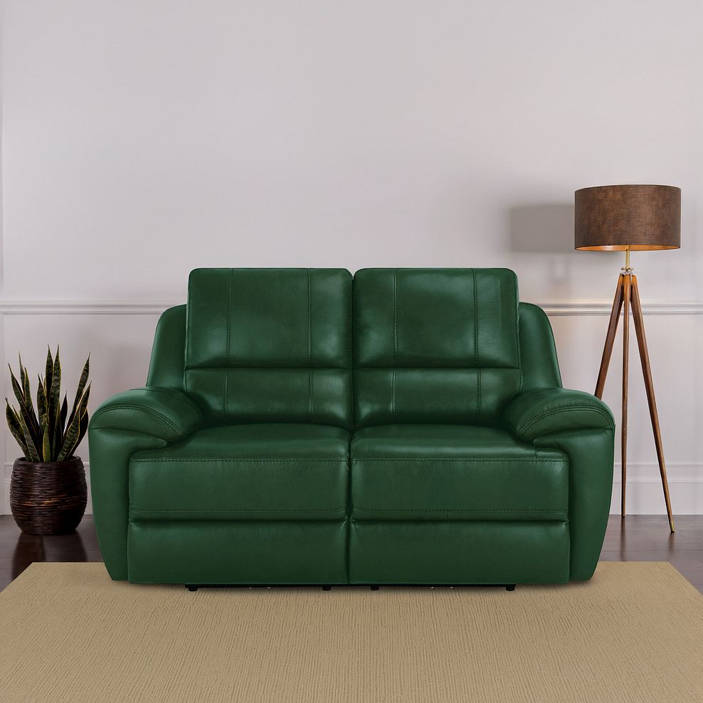 Austin 2 Seater Electric Recliner Sofa with Power Headrest in Green Leather 1