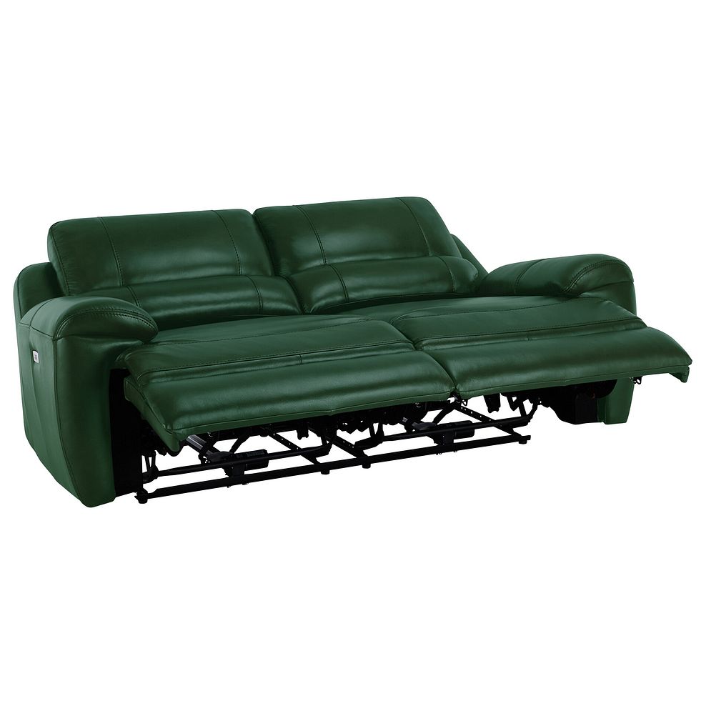 Austin 3 Seater Electric Recliner Sofa with Power Headrest in Green Leather 5