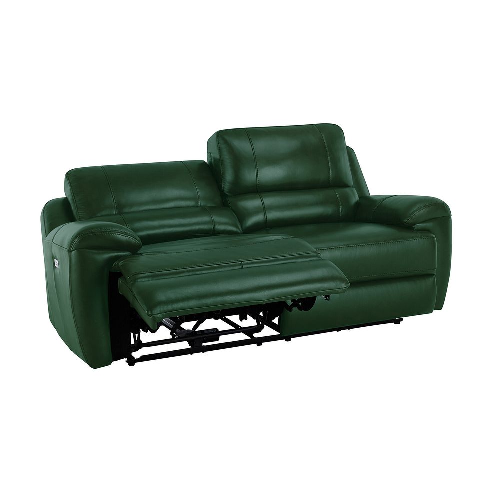 Austin 3 Seater Electric Recliner Sofa with Power Headrest in Green Leather 4