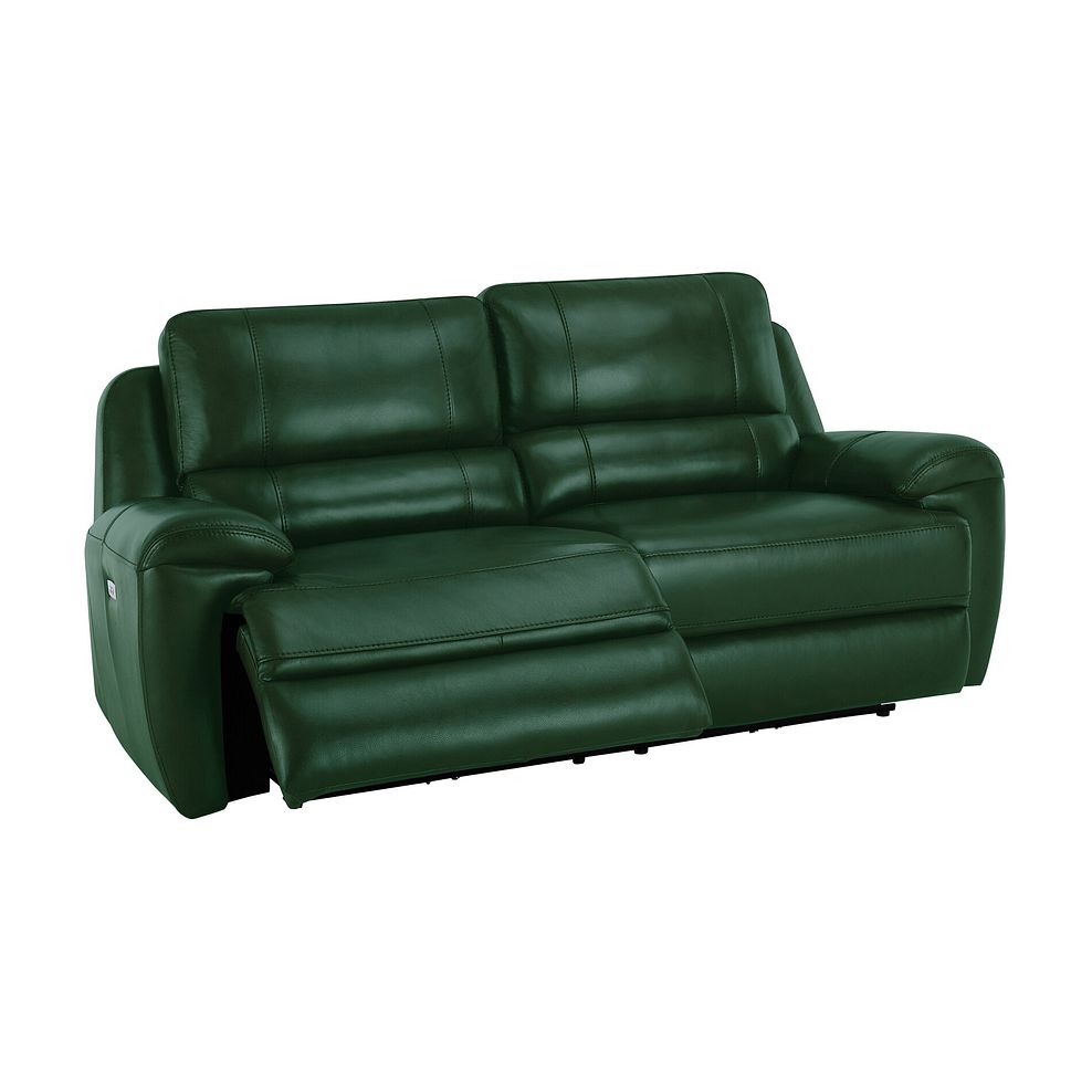 Austin 3 Seater Electric Recliner Sofa with Power Headrest in Green Leather 3