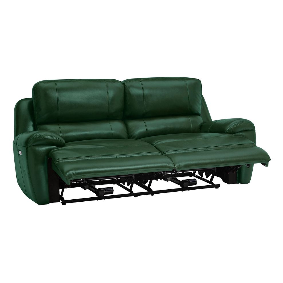 Austin 3 Seater Electric Recliner Sofa with Power Headrest in Green Leather 6