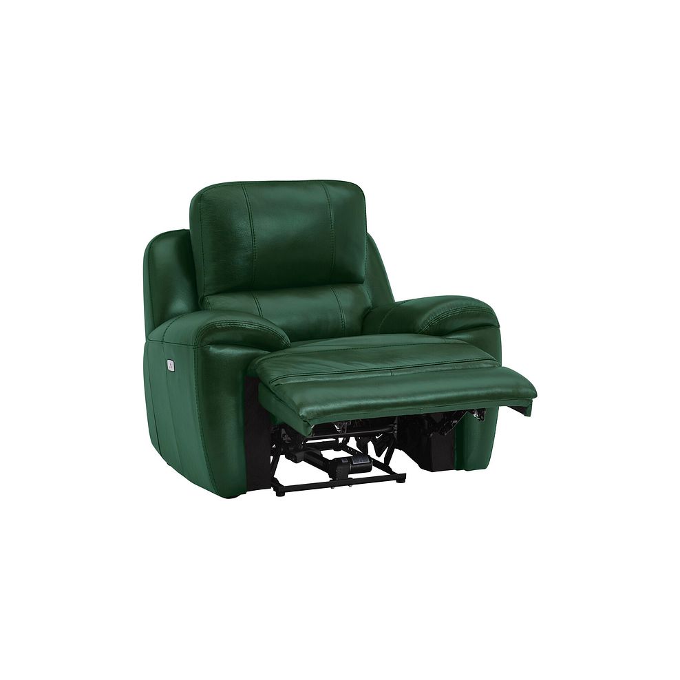Austin Electric Recliner Armchair with Power Headrest in Green Leather Thumbnail 5