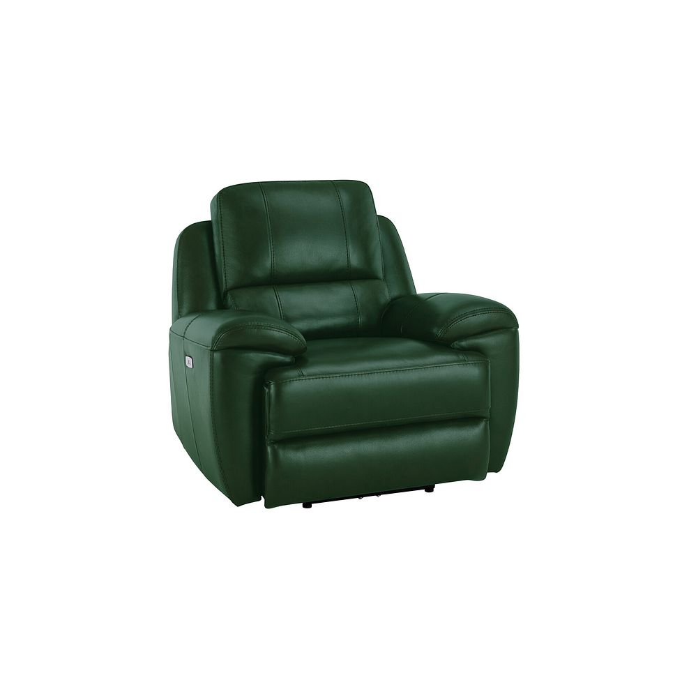 Austin Electric Recliner Armchair with Power Headrest in Green Leather