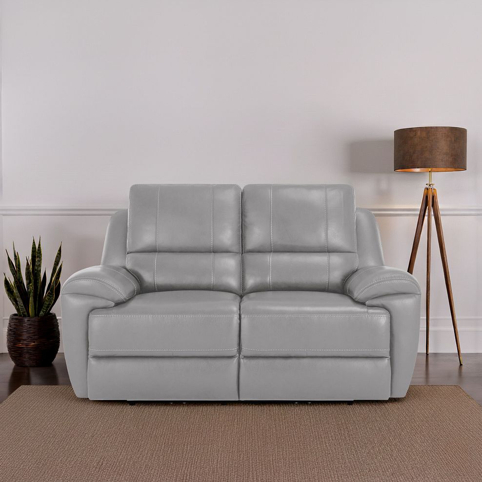 Austin 2 Seater Sofa in Light Grey Leather 1