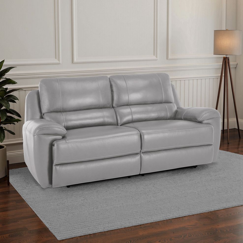 Austin 3 Seater Sofa in Light Grey Leather 1
