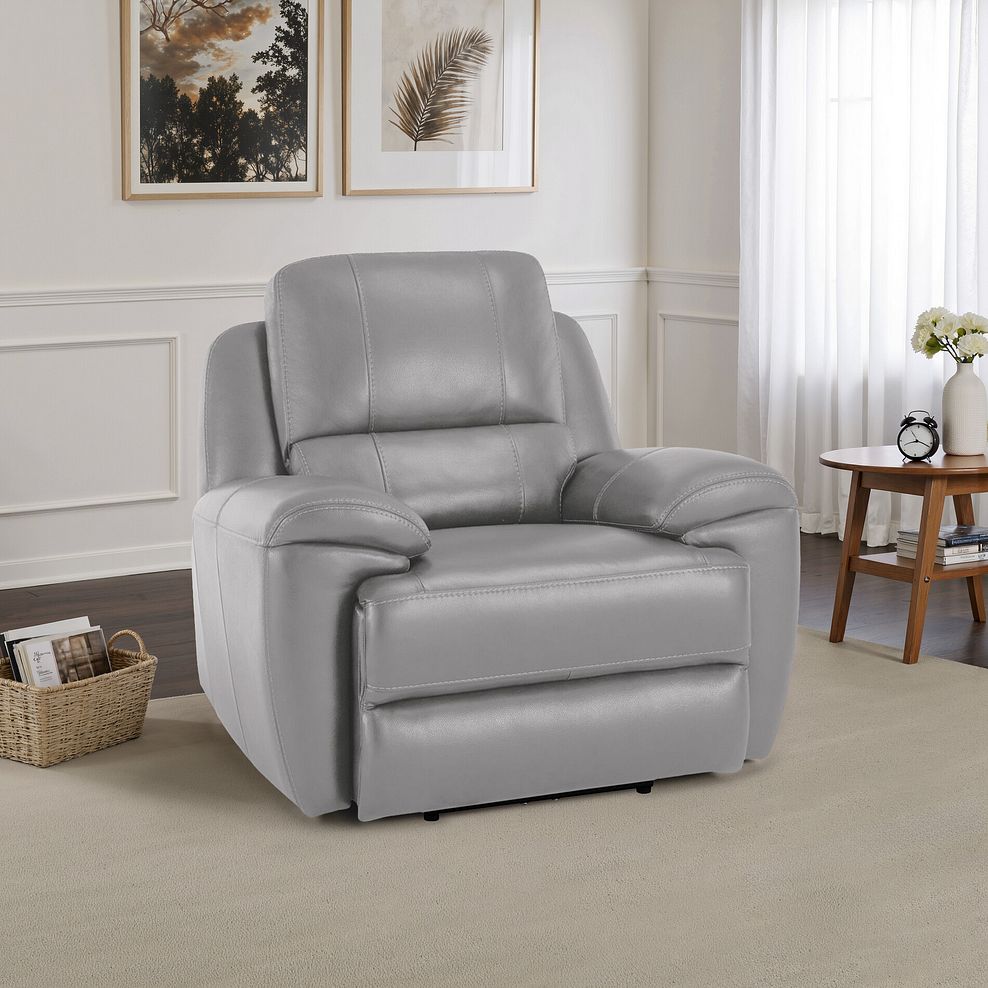 Austin Armchair in Light Grey Leather 1