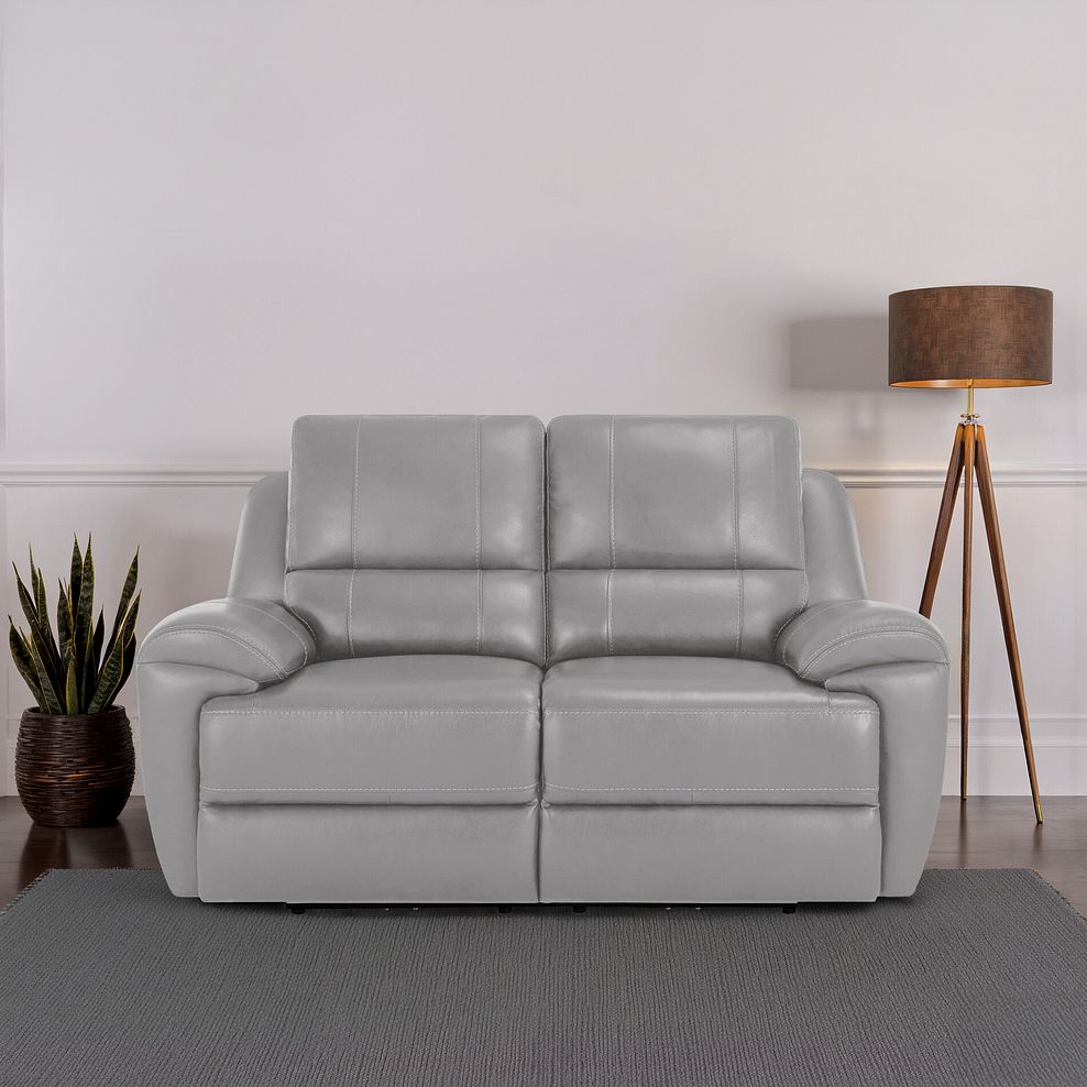 Austin 2 Seater Electric Recliner Sofa with Power Headrest in Light Grey Leather 1