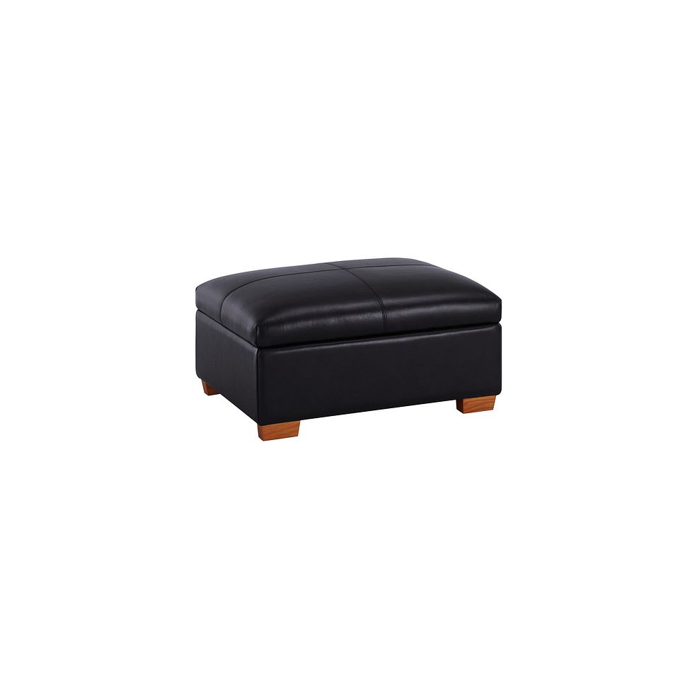 Austin Storage Footstool in Black Leather
