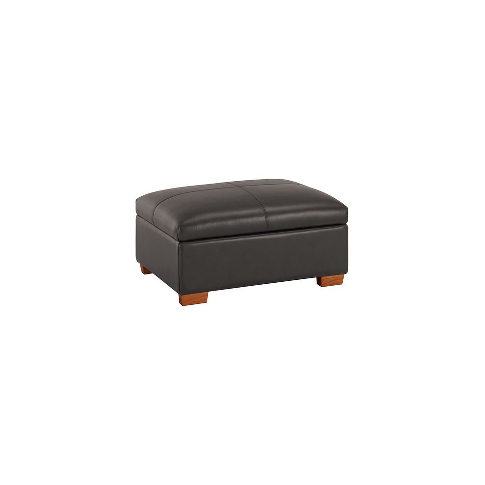Austin Storage Footstool in Dark Grey Leather 1