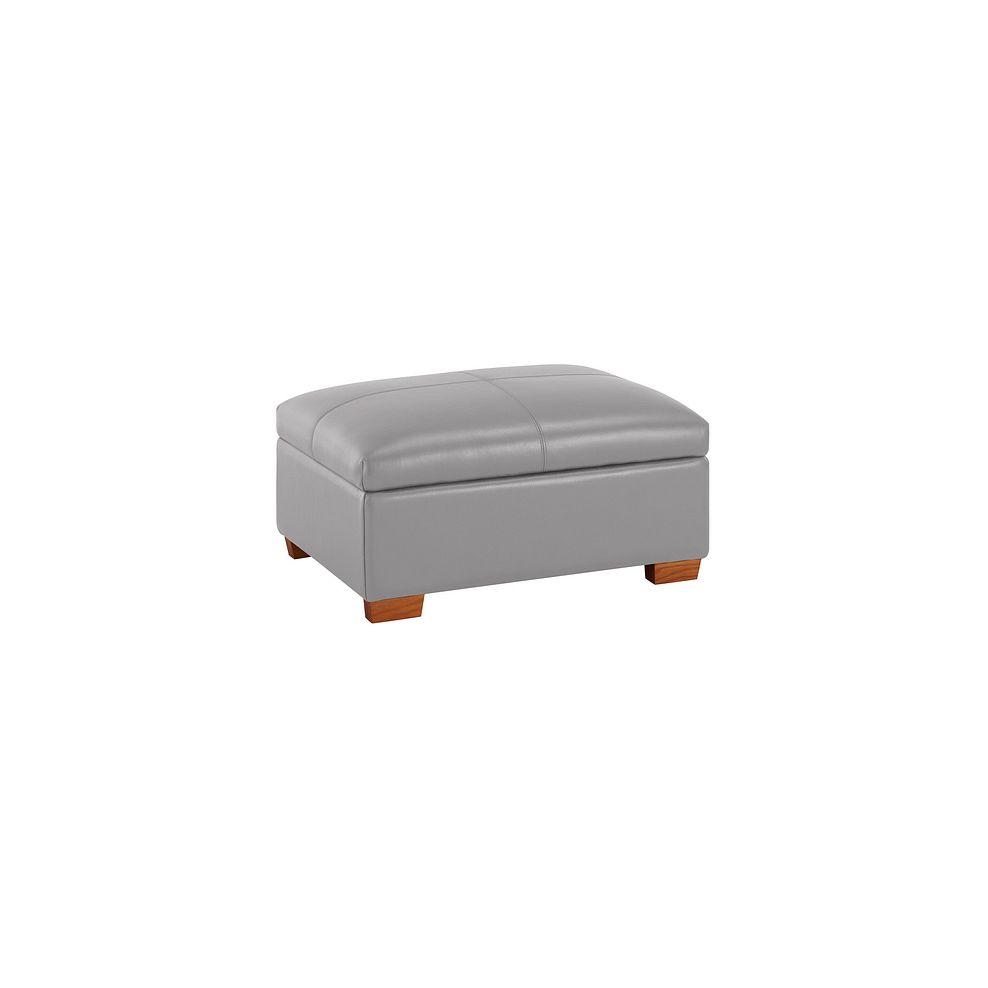 Austin Storage Footstool in Light Grey Leather 1