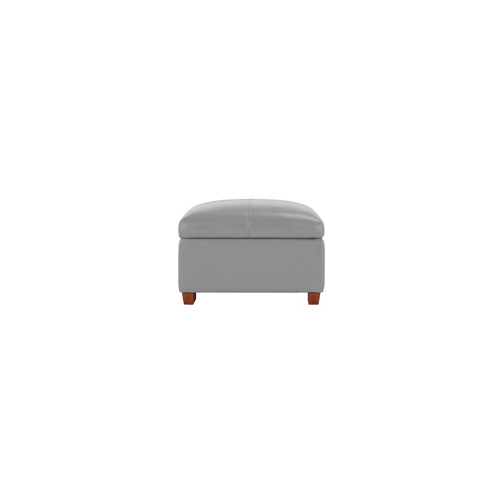 Austin Storage Footstool in Light Grey Leather 4