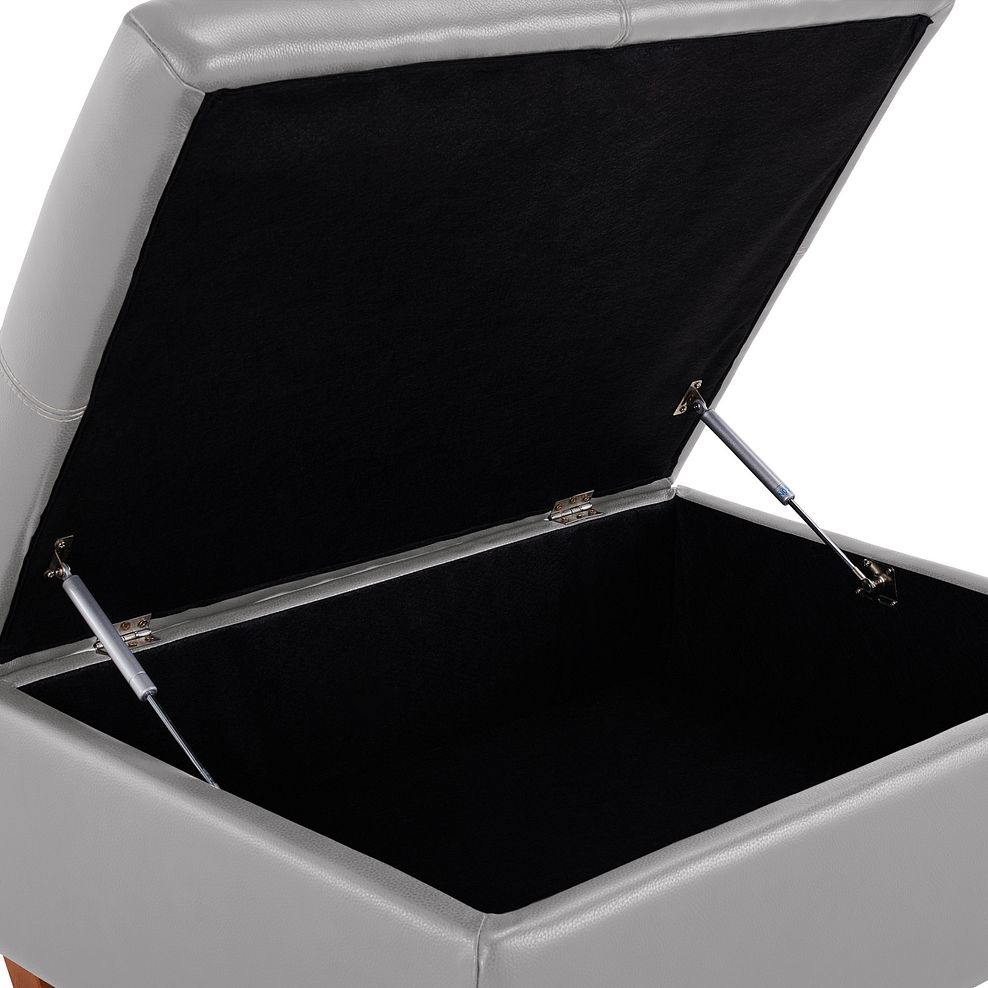 Austin Storage Footstool in Light Grey Leather 7