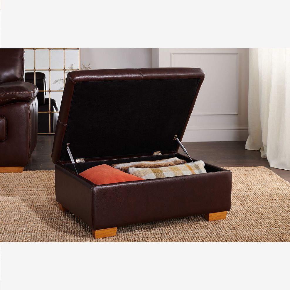 Austin Storage Footstool in Two Tone Brown Leather Thumbnail 2