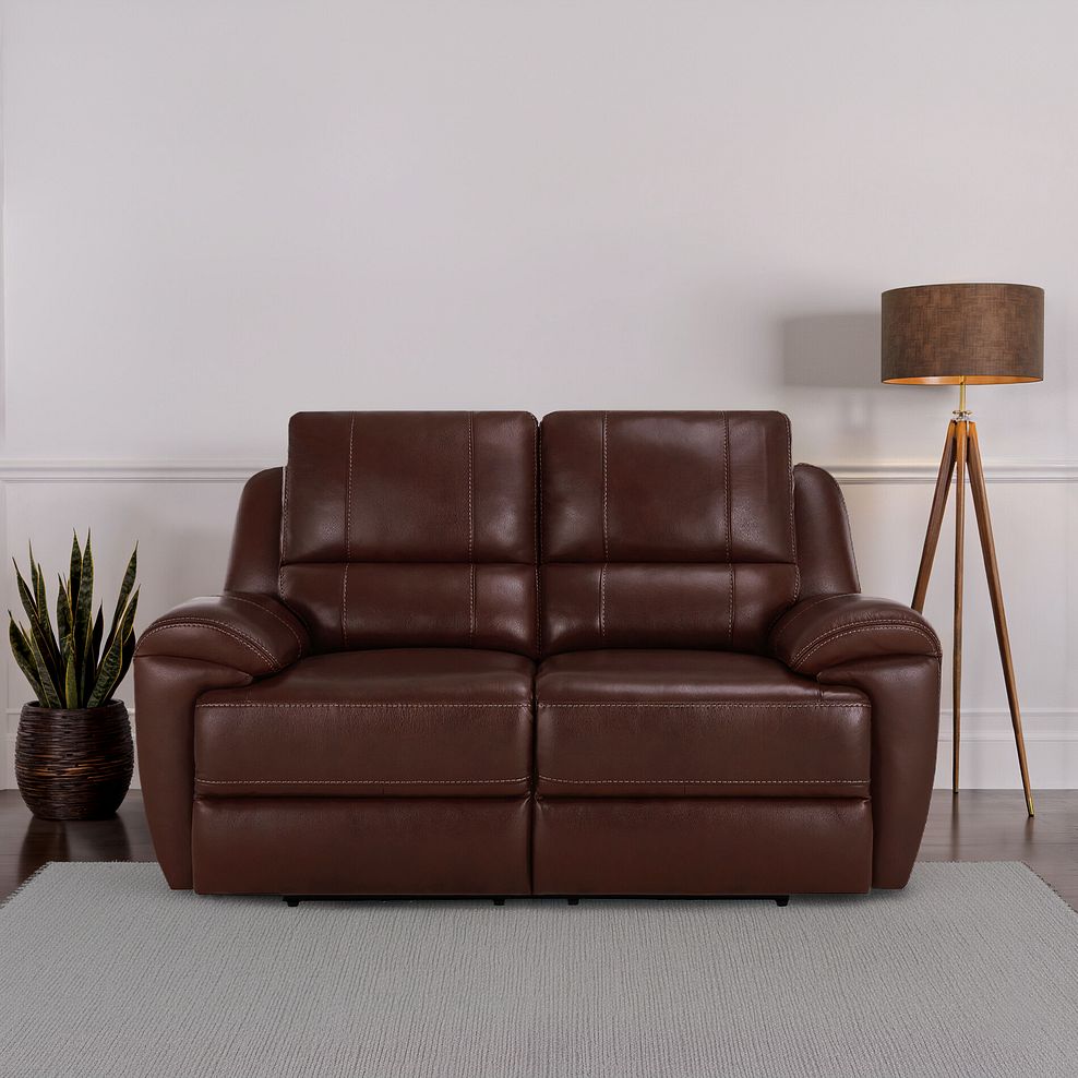 Austin 2 Seater Electric Recliner Sofa with Power Headrest in Tan Leather 1