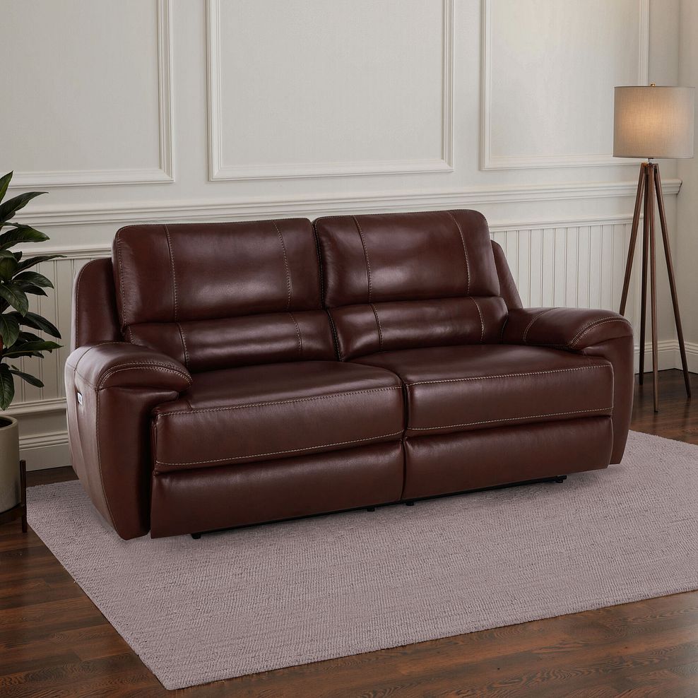 Austin 3 Seater Electric Recliner Sofa with Power Headrest in Tan Leather 1