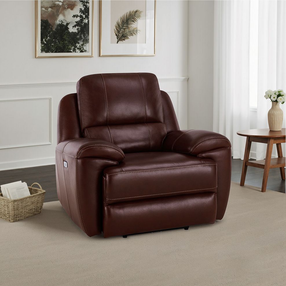 Austin Electric Recliner Armchair with Power Headrest in Tan Leather 1