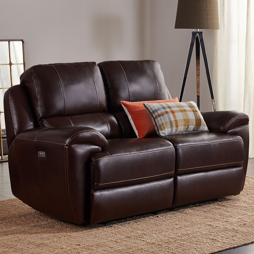 Austin 2 Seater Electric Recliner Sofa with Power Headrest in Two Tone Brown Leather 2