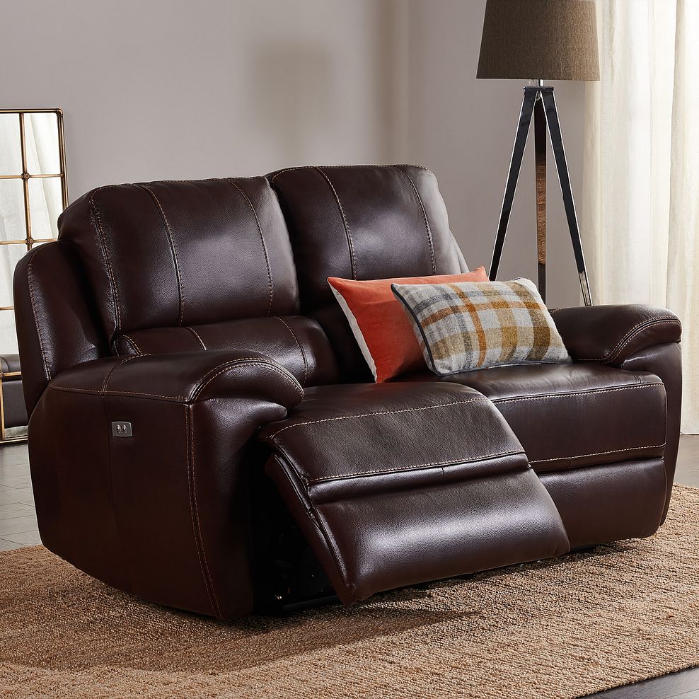 Austin 2 Seater Electric Recliner Sofa with Power Headrest in Two Tone Brown Leather 1