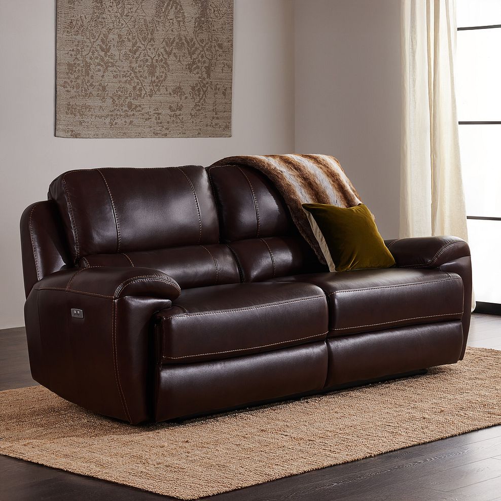 Austin 3 Seater Electric Recliner Sofa with Power Headrest in Two Tone Brown Leather 2