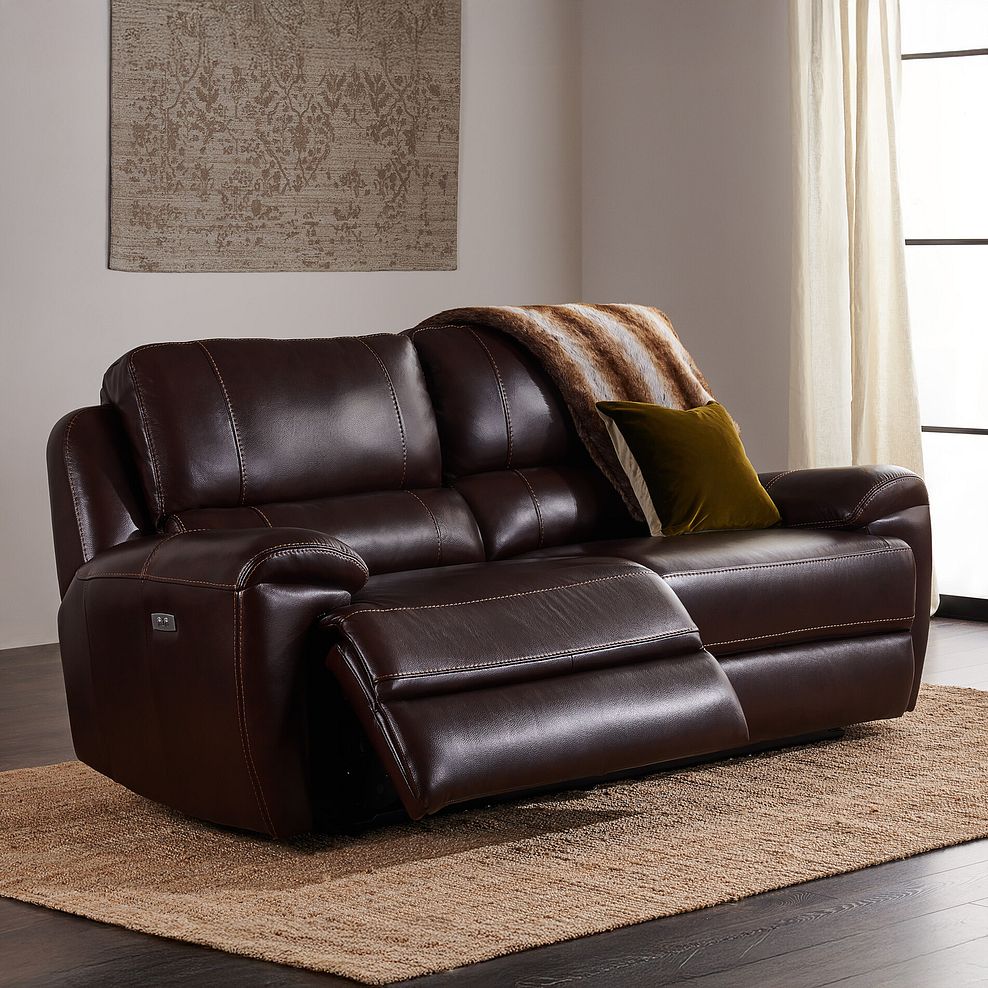 Austin 3 Seater Electric Recliner Sofa with Power Headrest in Two Tone Brown Leather 1
