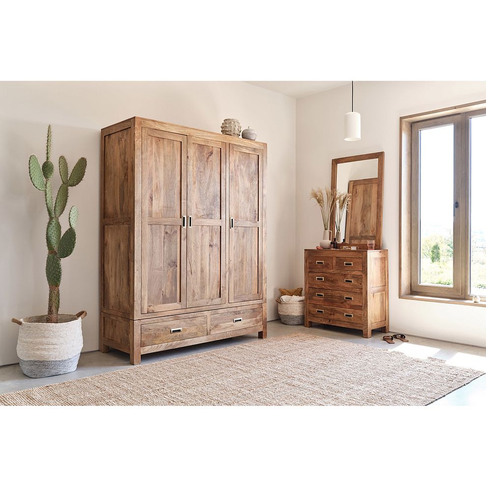 Bali Solid Mango Wood Triple Wardrobe Oak Furnitureland