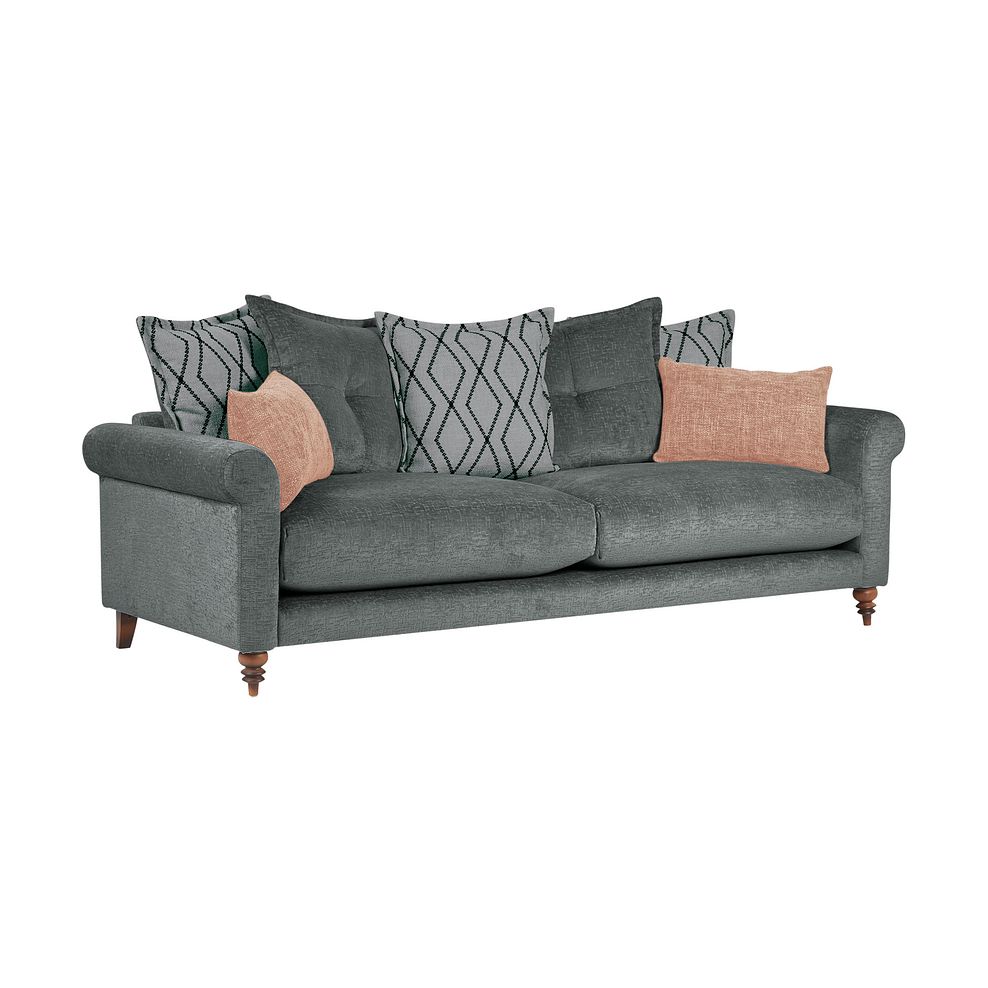 Bassett Large 4 Seater Pillow Back Sofa in Charcoal Fabric 1