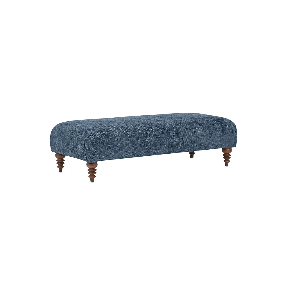 Bassett Footstool in Denim Fabric