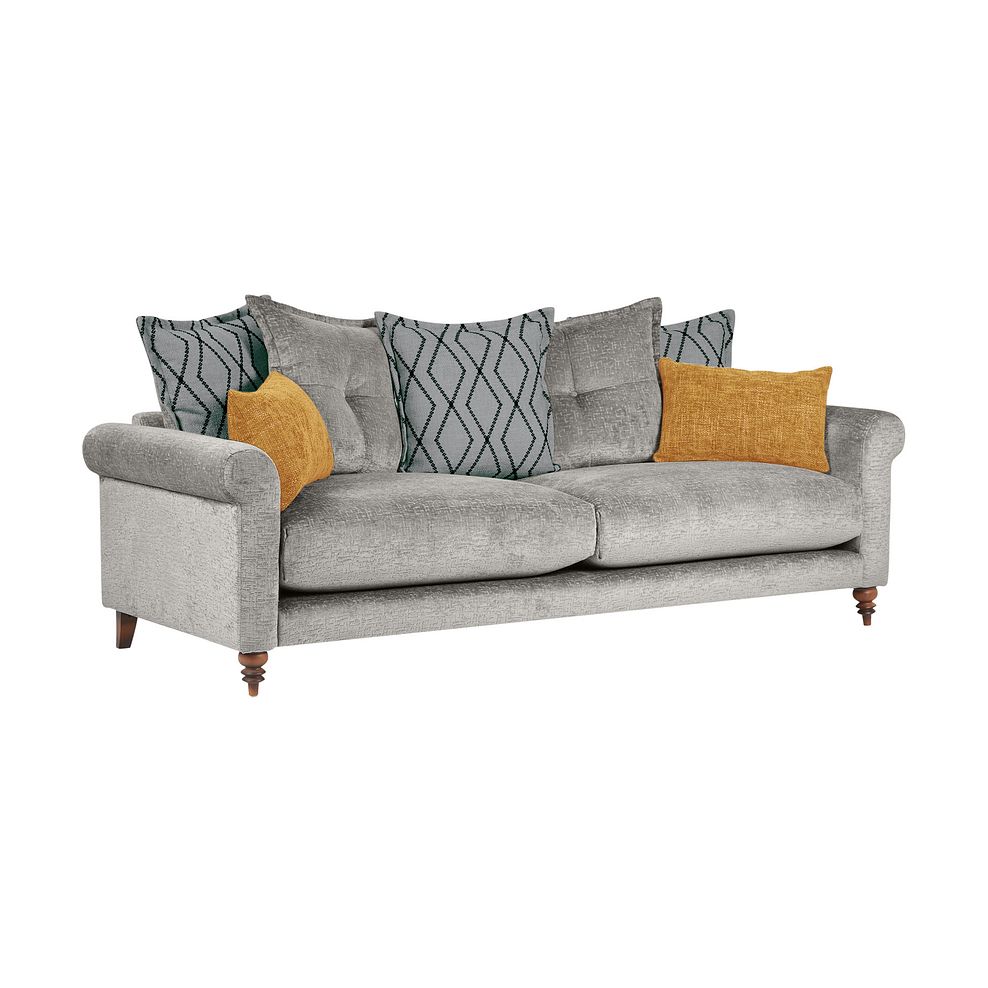 Bassett Large 4 Seater Pillow Back Sofa in Grey Fabric 1