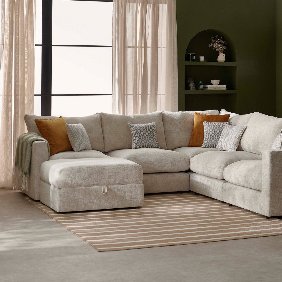 Malvern Storage Footstool in Beige fabric 2