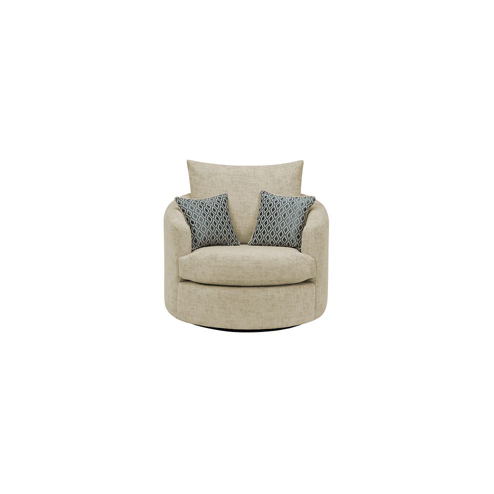 Malvern Swivel Cuddler Chair in Beige fabric 3