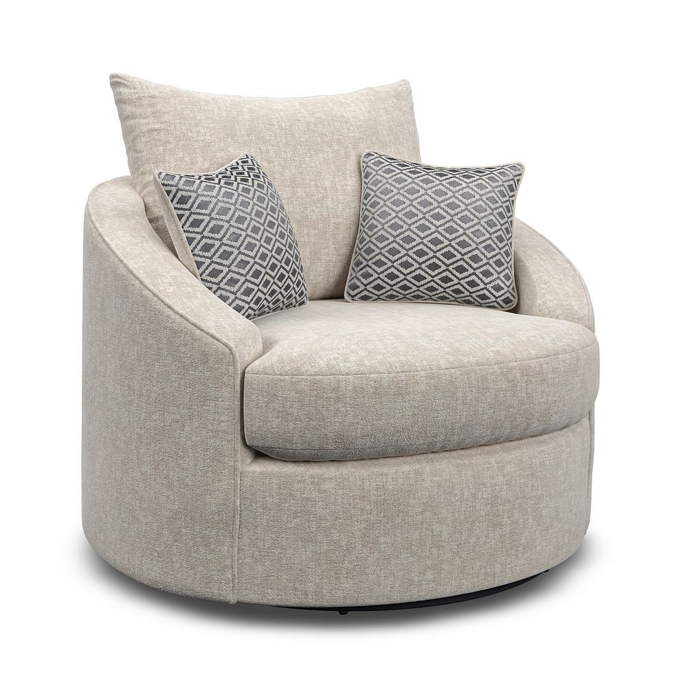 Malvern Swivel Cuddler Chair in Beige fabric 2