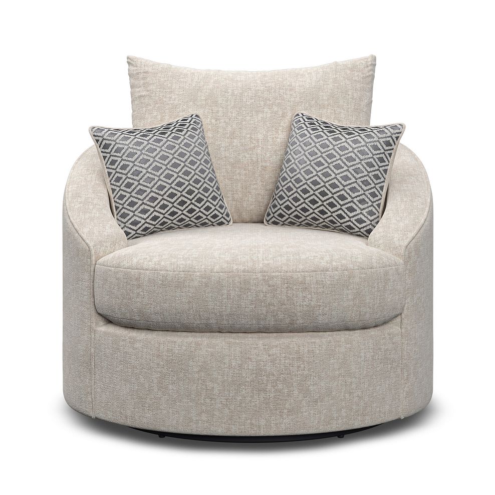 Malvern Swivel Cuddler Chair in Beige fabric 4