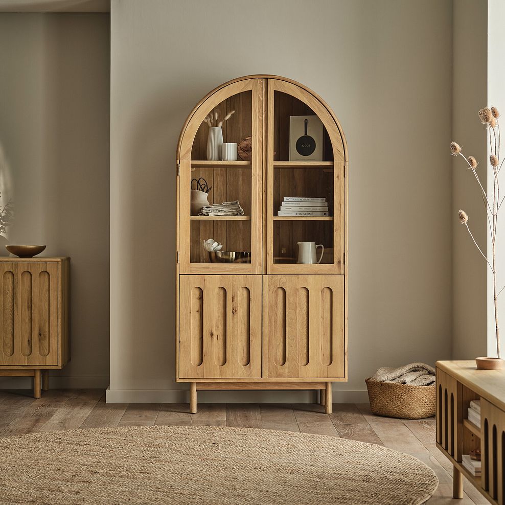 Belgrave Solid Natural Oak Display Cabinet 1