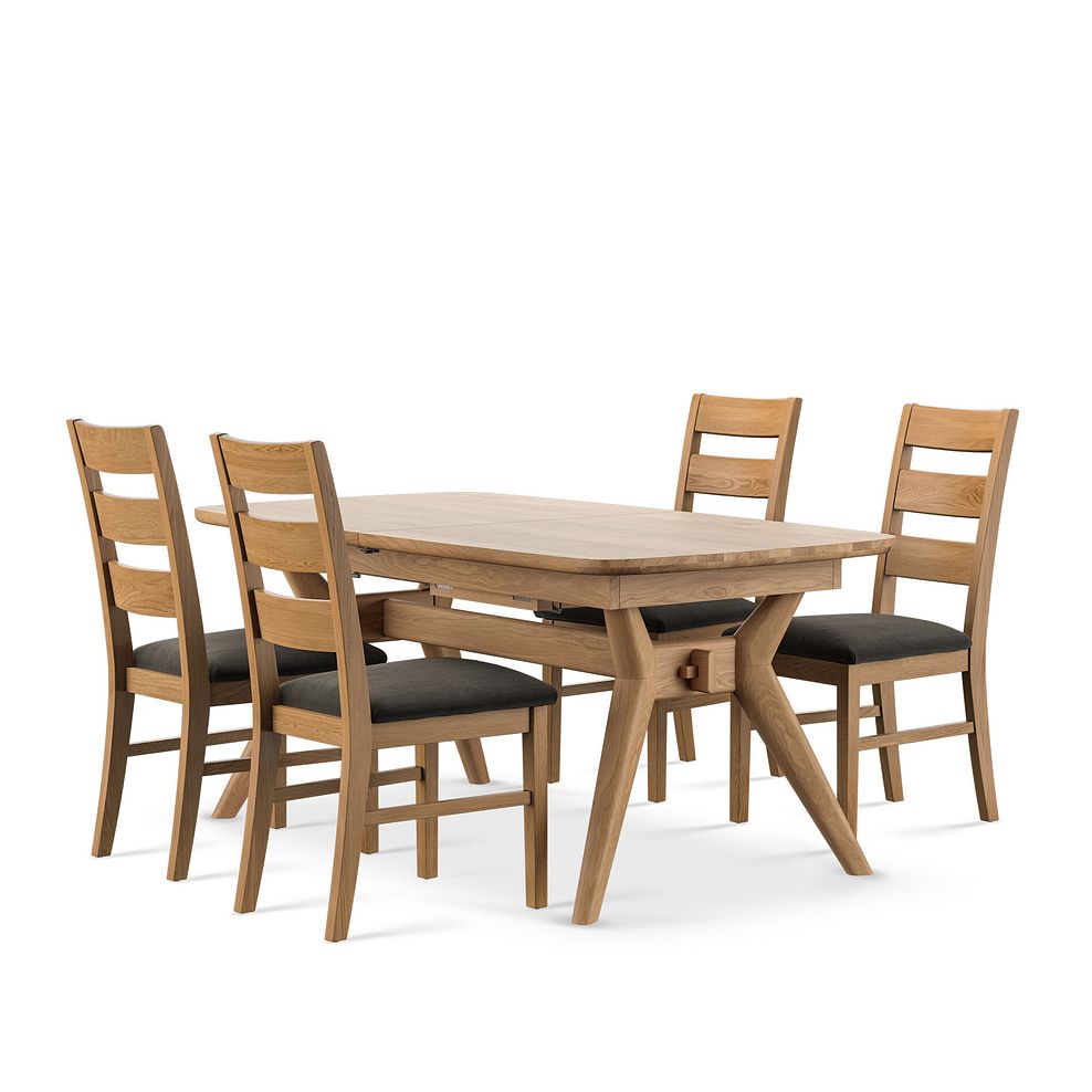 Bentley Natural Extending Dining Table and 4 Linear Natural Oak Chair with Verona Chocolate Fabric 1
