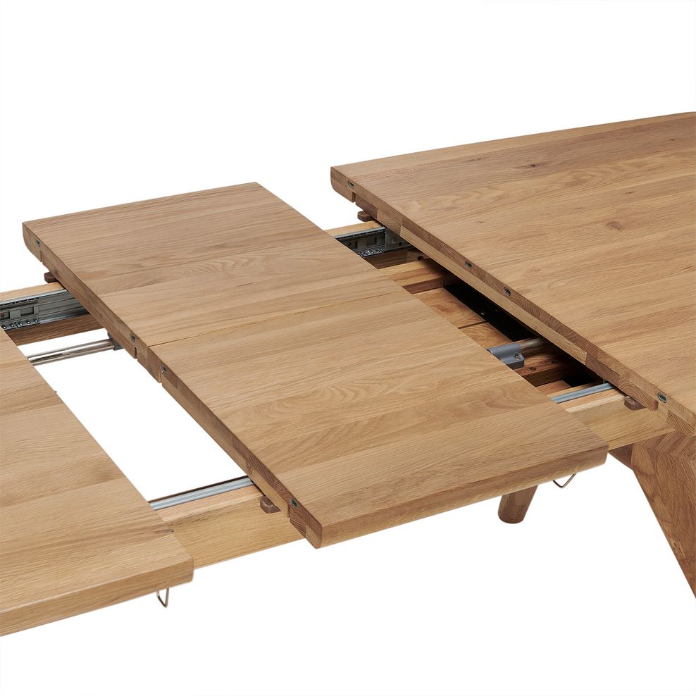 Bentley Natural Solid Oak Extending Dining Table with 4 Zola Chairs in Stone and 1 Bentley Bench 9