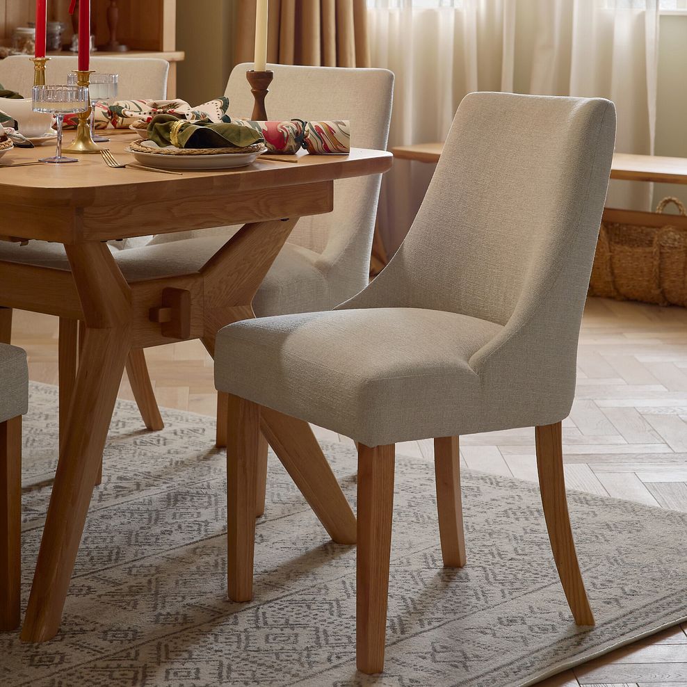 Bentley Natural Solid Oak Extending Dining Table with 6 Zola Chairs 3