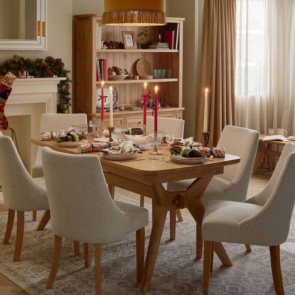 Bentley Natural Solid Oak Extending Dining Table with 6 Zola Chairs 1