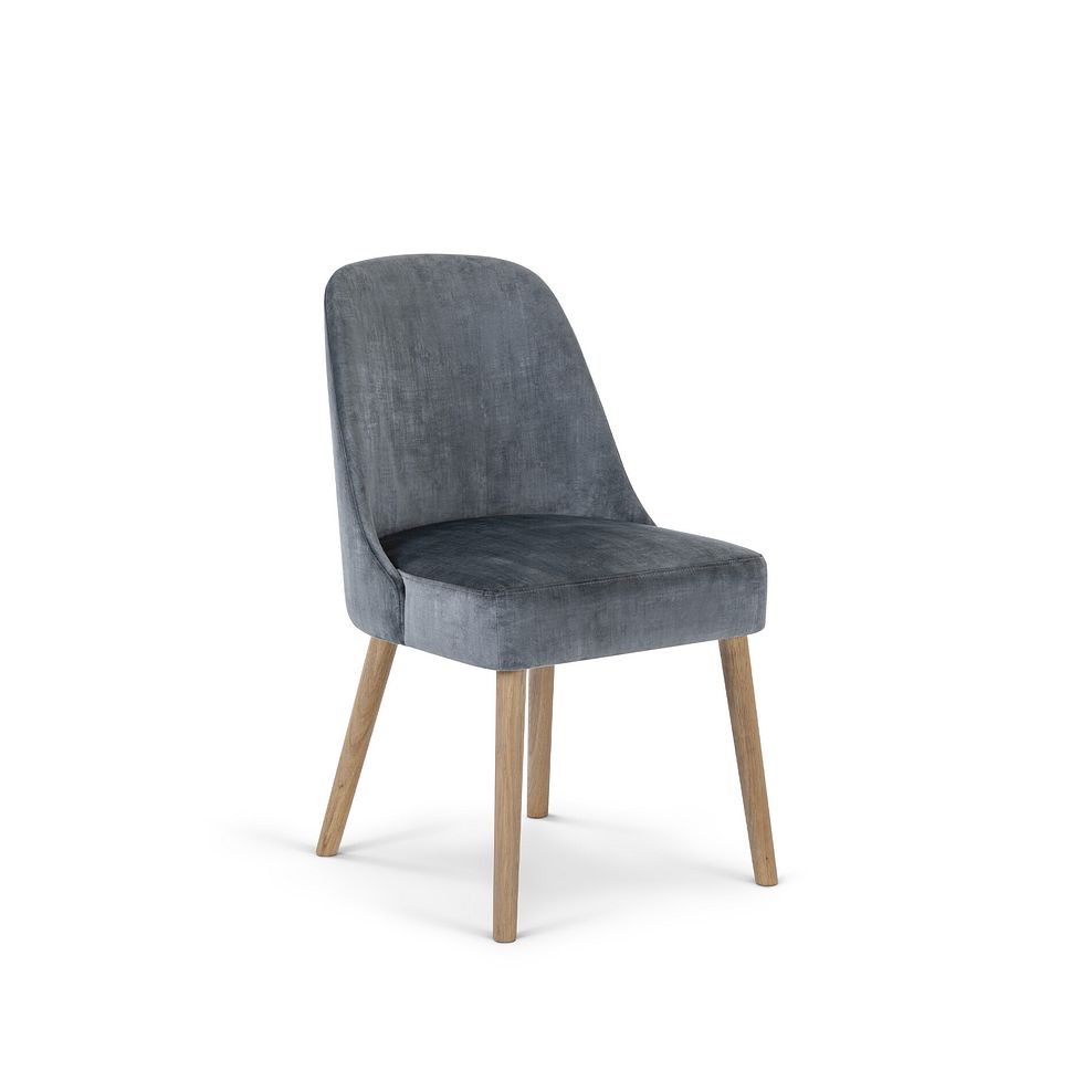 Bette Upholstered Chair with Oak Legs in Heritage Granite Velvet 1