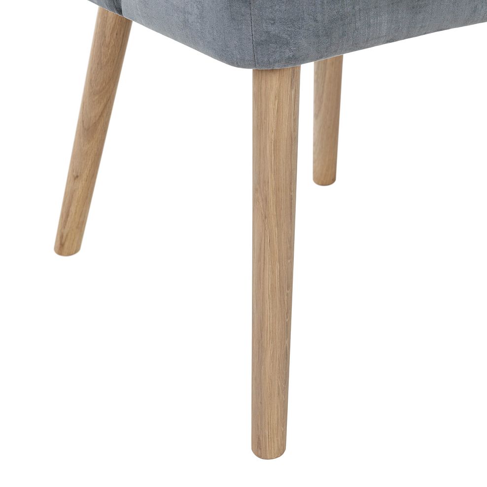 Bette Upholstered Chair with Oak Legs in Heritage Granite Velvet 5