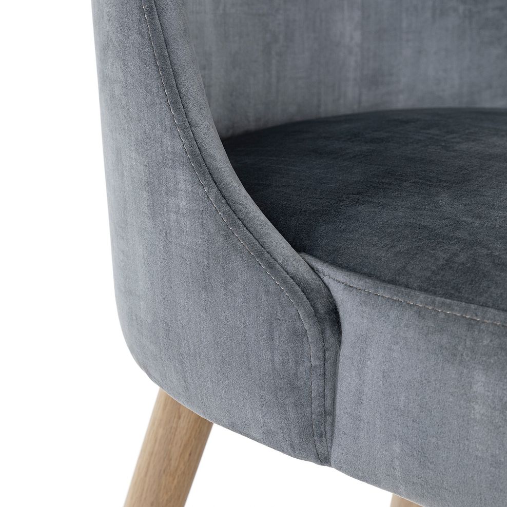 Bette Upholstered Chair with Oak Legs in Heritage Granite Velvet 7